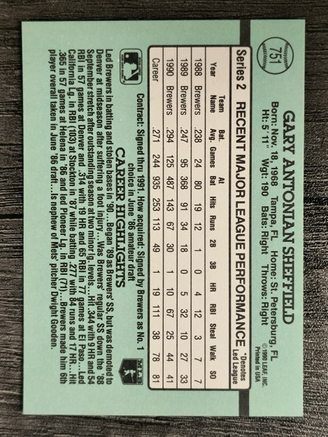 1991 Donruss #751 Gary Sheffield