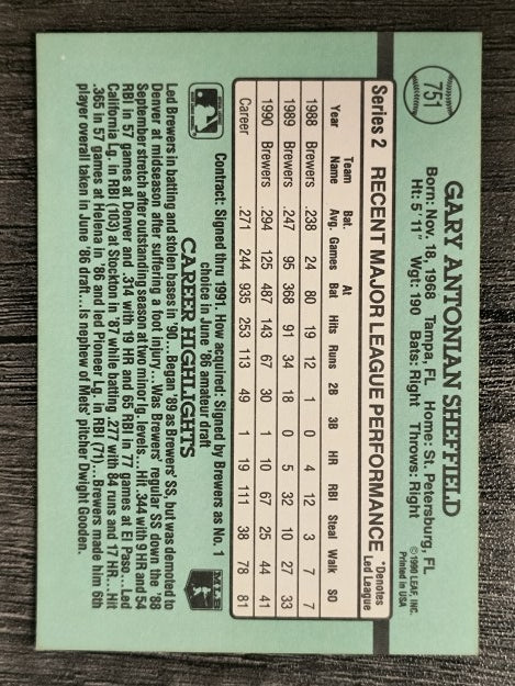 1991 Donruss #751 Gary Sheffield