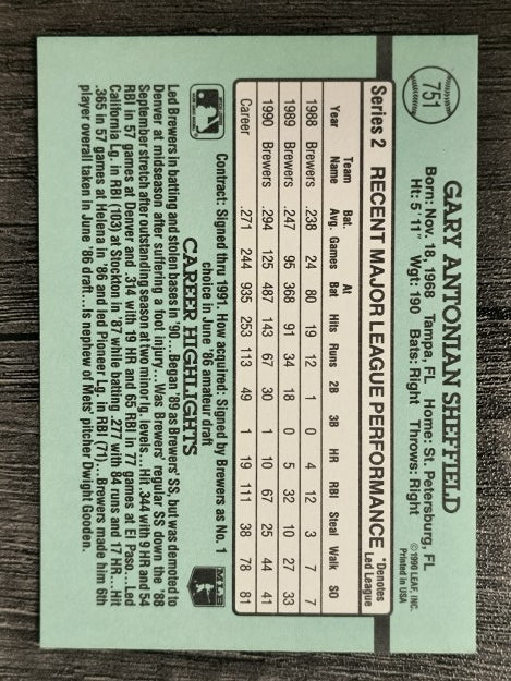 1991 Donruss #751 Gary Sheffield