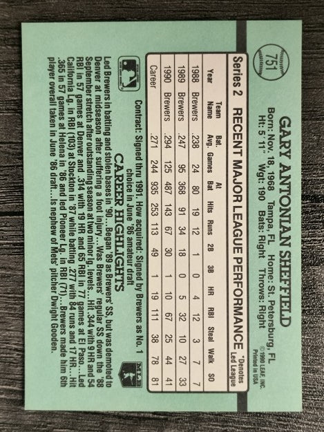 1991 Donruss #751 Gary Sheffield