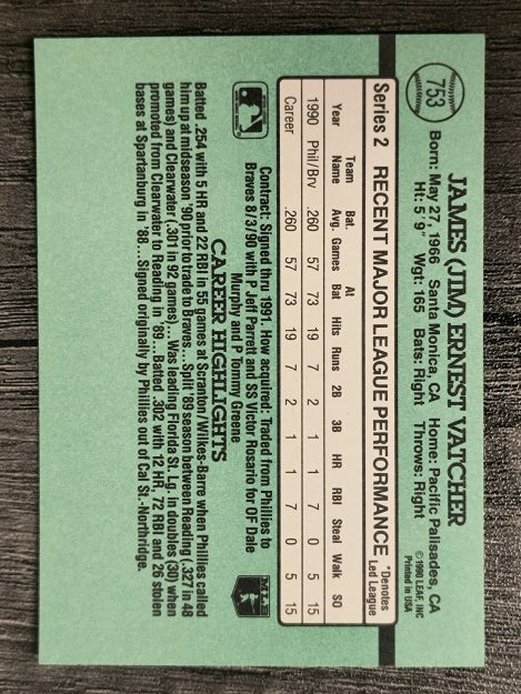 1991 Donruss #753 Jim Vatcher RC