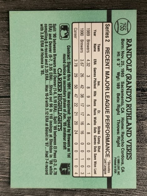 1991 Donruss #755 Randy Veres