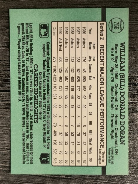 1991 Donruss #756 Bill Doran