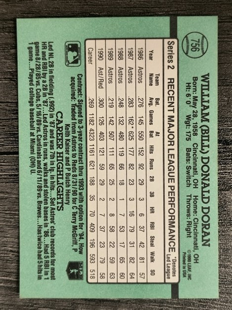1991 Donruss #756 Bill Doran