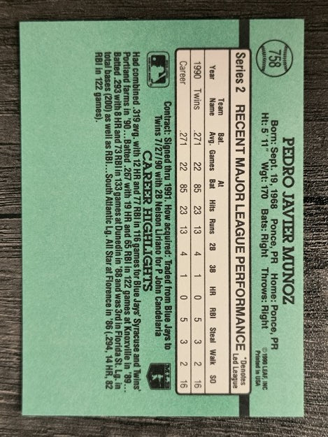 1991 Donruss #758 Pedro Munoz RC