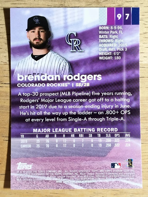 2020 Stadium Club Chrome #97 Brendan Rodgers
