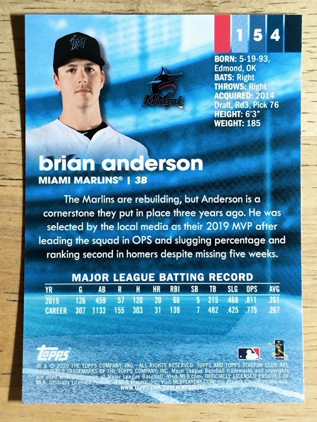 2020 Stadium Club Chrome #154 Brian Anderson