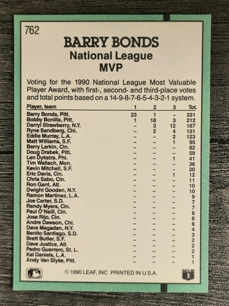 1991 Donruss #762 Barry Bonds MVP