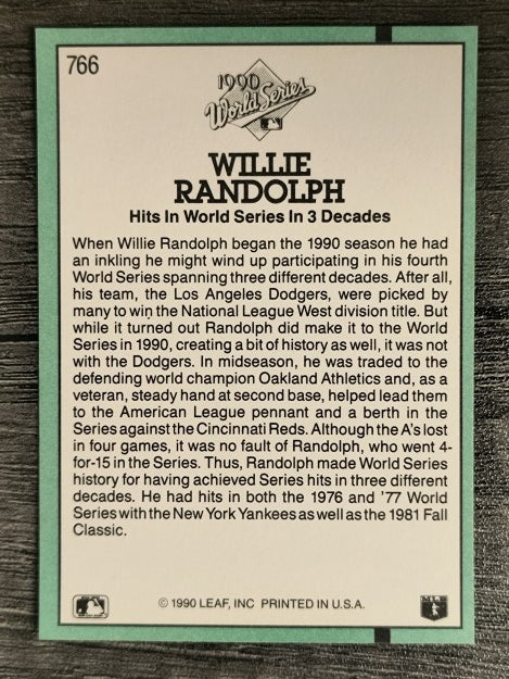 1991 Donruss #766 Willie Randolph WS