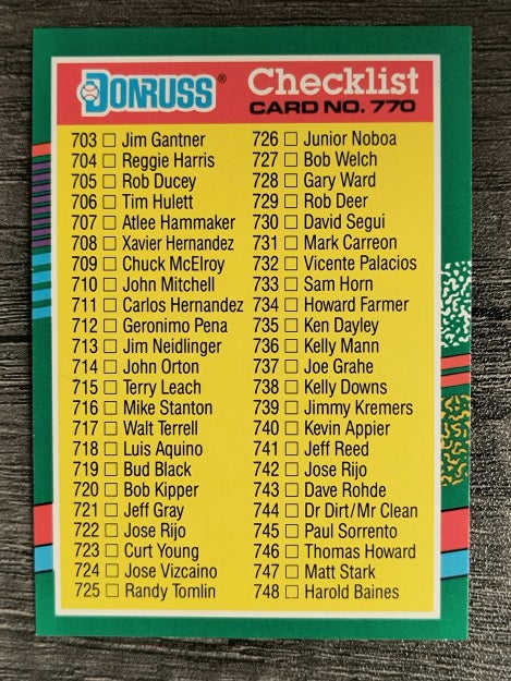 1991 Donruss #770 Checklist 703-770/BC1-BC22