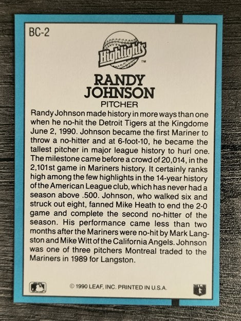 1991 Donruss Bonus Cards #BC2 Randy Johnson