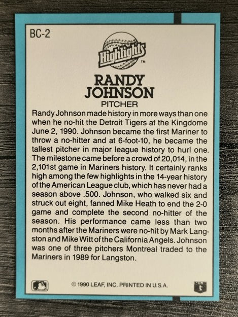 1991 Donruss Bonus Cards #BC2 Randy Johnson