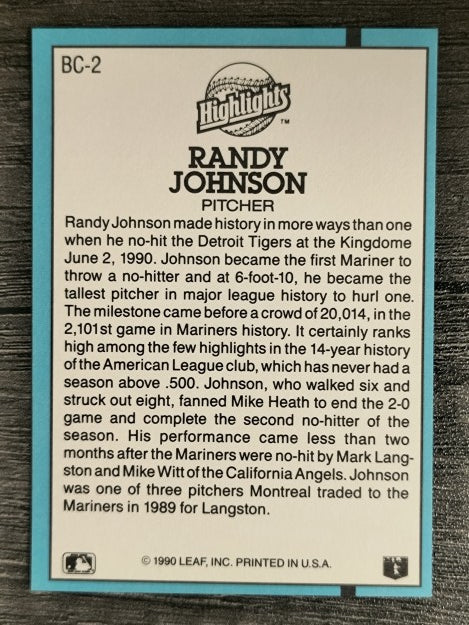 1991 Donruss Bonus Cards #BC2 Randy Johnson