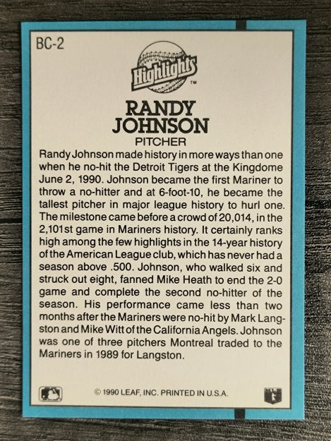 1991 Donruss Bonus Cards #BC2 Randy Johnson