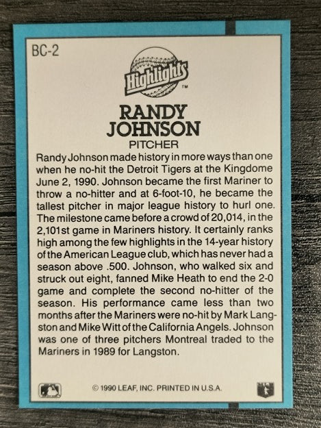 1991 Donruss Bonus Cards #BC2 Randy Johnson