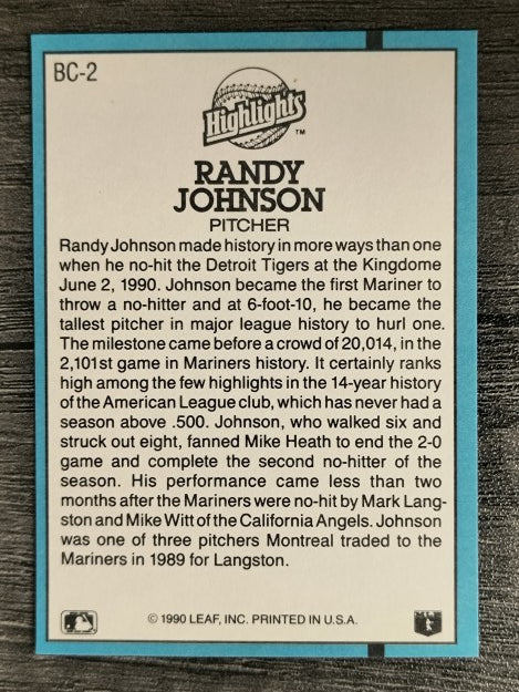 1991 Donruss Bonus Cards #BC2 Randy Johnson