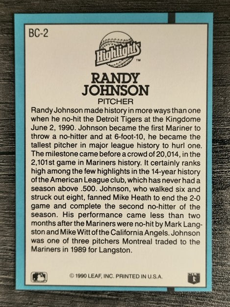 1991 Donruss Bonus Cards #BC2 Randy Johnson