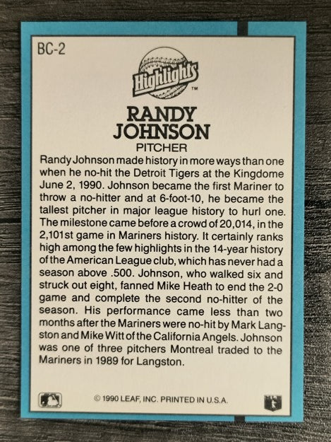 1991 Donruss Bonus Cards #BC2 Randy Johnson