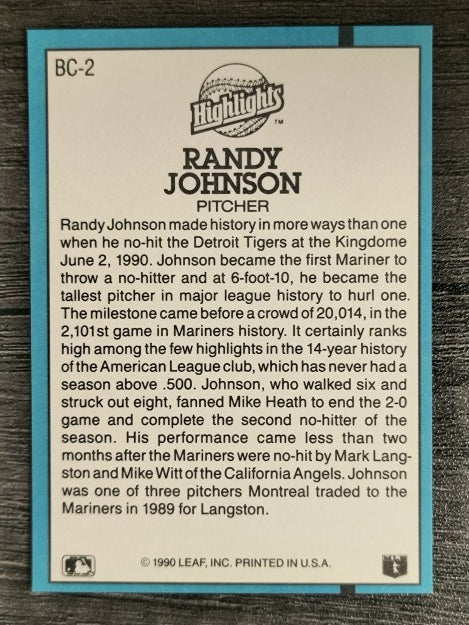 1991 Donruss Bonus Cards #BC2 Randy Johnson
