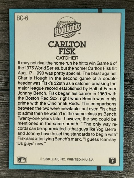 1991 Donruss Bonus Cards #BC6 Carlton Fisk