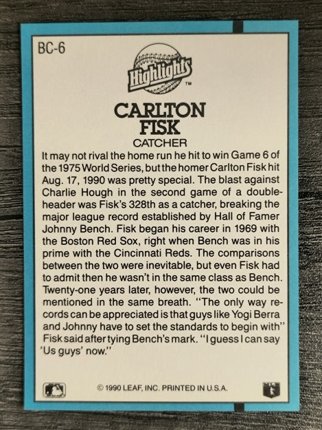 1991 Donruss Bonus Cards #BC6 Carlton Fisk