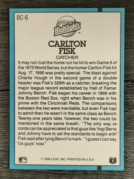 1991 Donruss Bonus Cards #BC6 Carlton Fisk