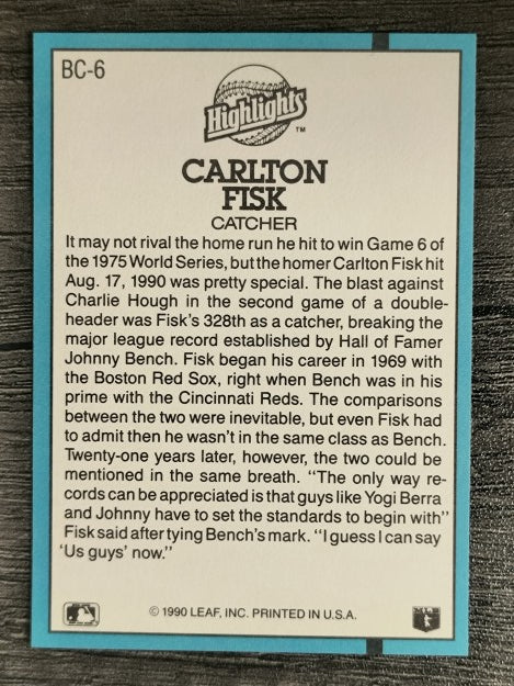 1991 Donruss Bonus Cards #BC6 Carlton Fisk