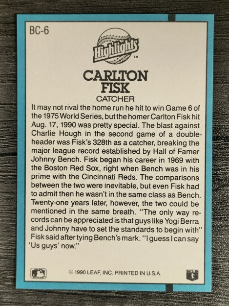 1991 Donruss Bonus Cards #BC6 Carlton Fisk