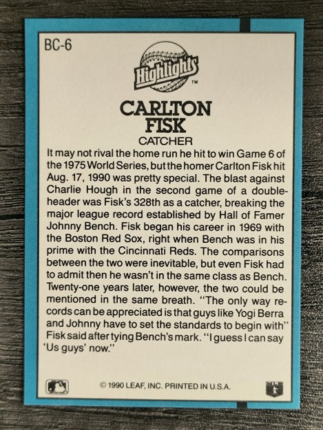 1991 Donruss Bonus Cards #BC6 Carlton Fisk