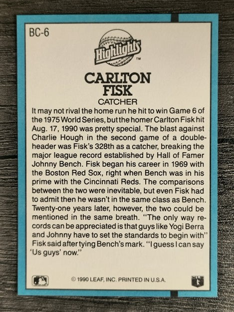 1991 Donruss Bonus Cards #BC6 Carlton Fisk