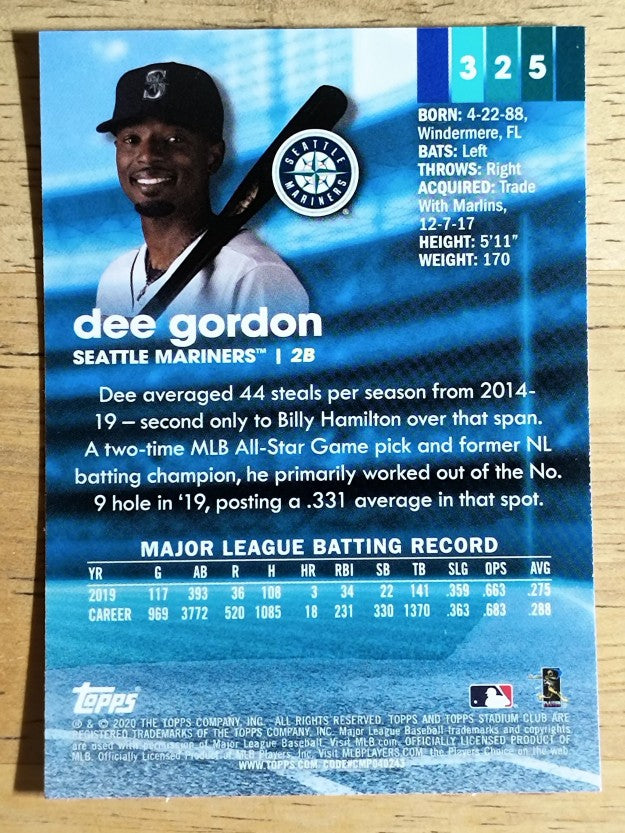 2020 Stadium Club Chrome #325 Dee Gordon