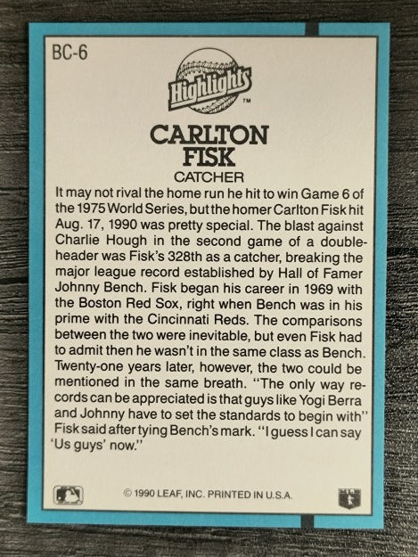 1991 Donruss Bonus Cards #BC6 Carlton Fisk