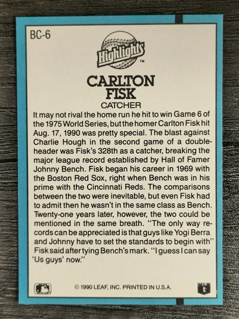 1991 Donruss Bonus Cards #BC6 Carlton Fisk