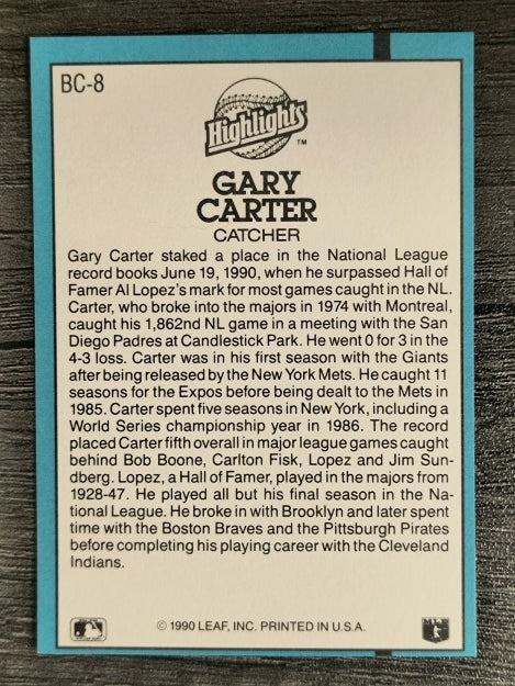 1991 Donruss Bonus Cards #BC8 Gary Carter