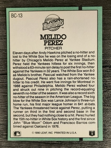 1991 Donruss Bonus Cards #BC13 Melido Perez