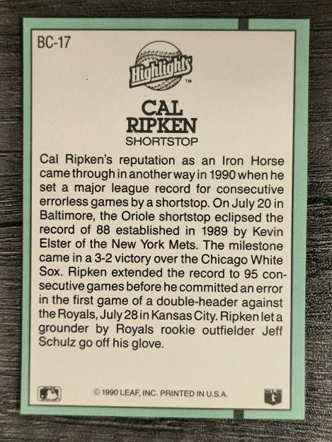 1991 Donruss Bonus Cards #BC17 Cal Ripken