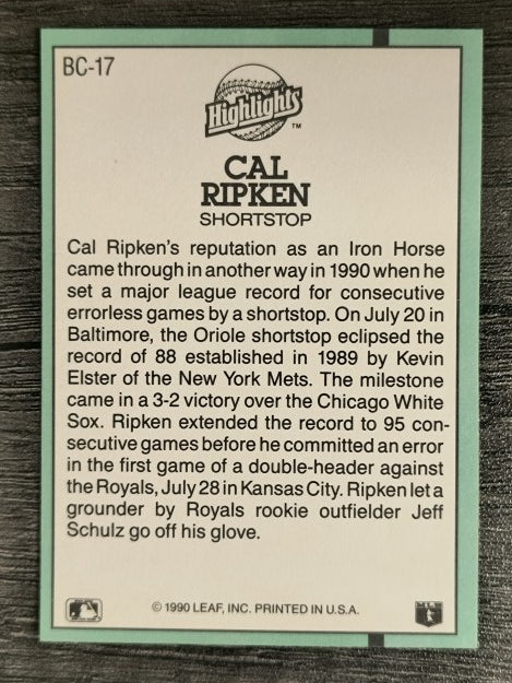 1991 Donruss Bonus Cards #BC17 Cal Ripken