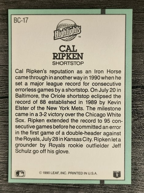 1991 Donruss Bonus Cards #BC17 Cal Ripken