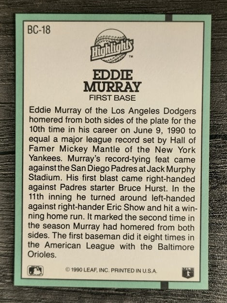 1991 Donruss Bonus Cards #BC18 Eddie Murray