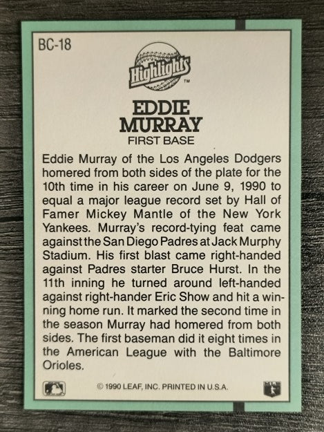1991 Donruss Bonus Cards #BC18 Eddie Murray