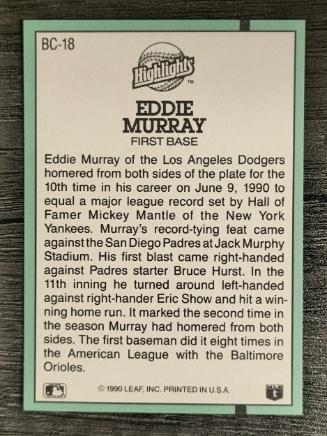 1991 Donruss Bonus Cards #BC18 Eddie Murray