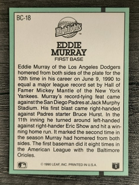 1991 Donruss Bonus Cards #BC18 Eddie Murray
