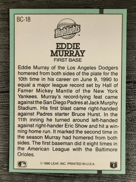 1991 Donruss Bonus Cards #BC18 Eddie Murray