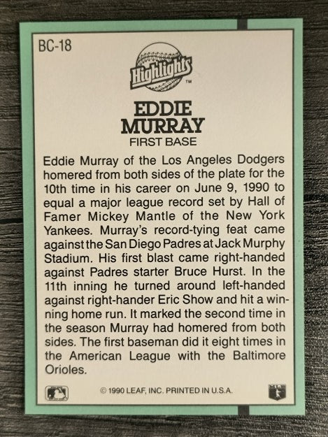 1991 Donruss Bonus Cards #BC18 Eddie Murray