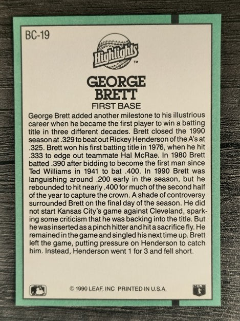 1991 Donruss Bonus Cards #BC19 George Brett