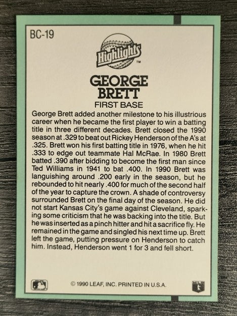 1991 Donruss Bonus Cards #BC19 George Brett