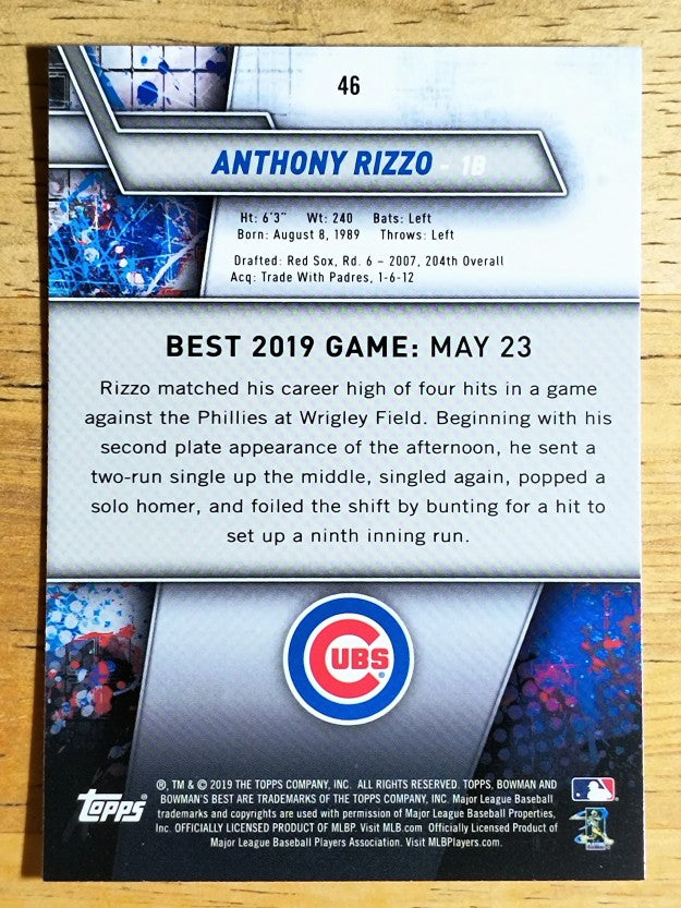2019 Bowman's Best #46 Anthony Rizzo