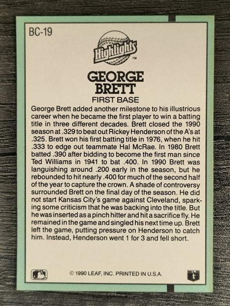 1991 Donruss Bonus Cards #BC19 George Brett