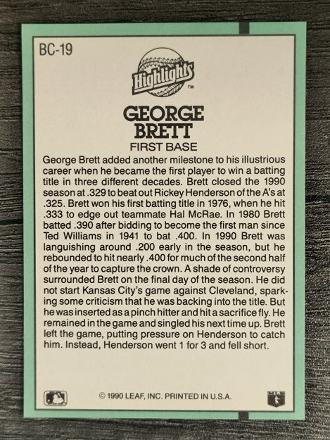 1991 Donruss Bonus Cards #BC19 George Brett