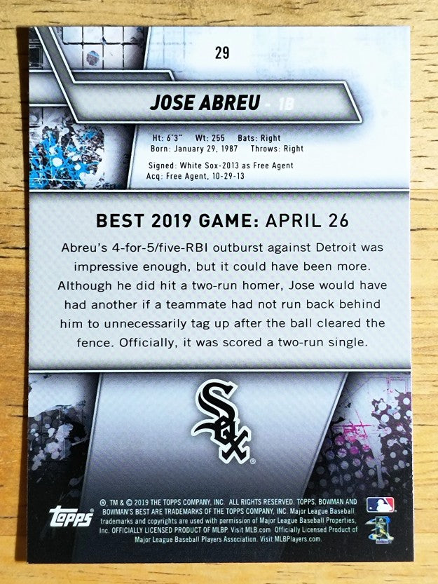 2019 Bowman's Best #29 Jose Abreu